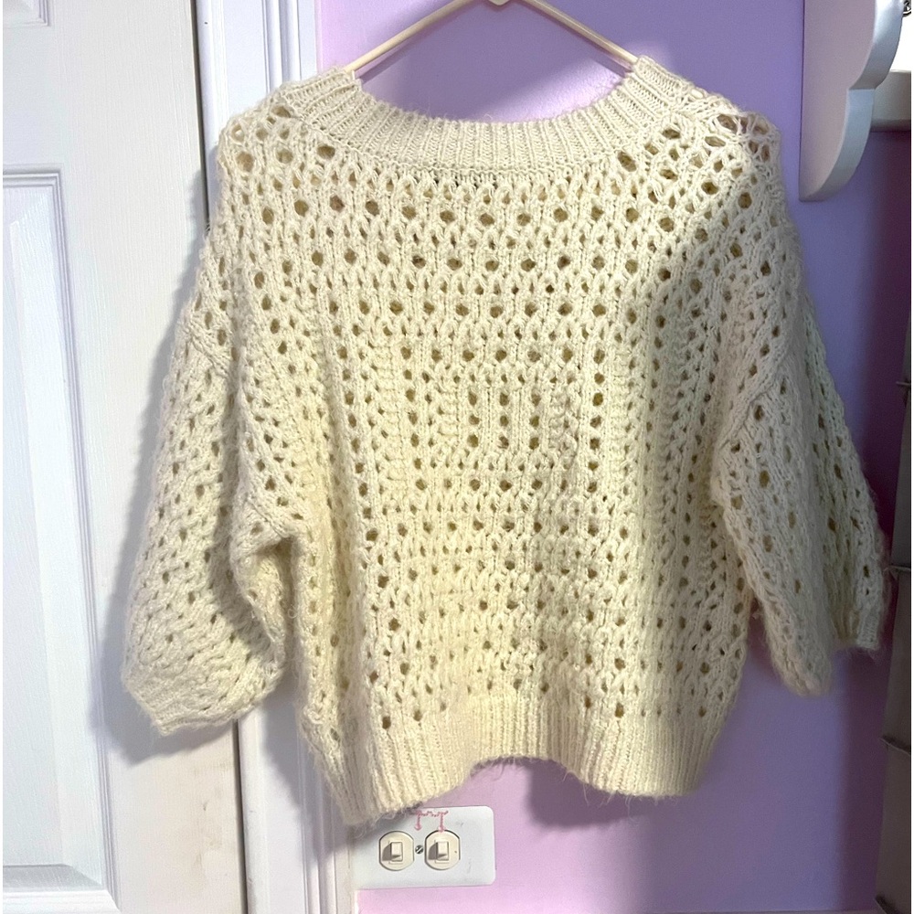 Off white Zara knit short sleeve sweater